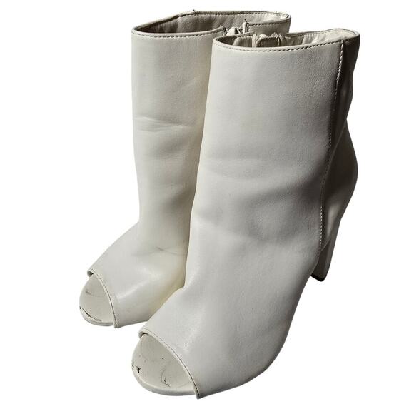 Womens White Heel Open Toe Shoes Size 7.5 - Picture 2 of 9